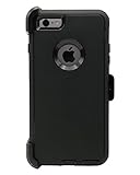 WallSkiN Turtle Series Cases for iPhone 6 Plus/iPhone 6S Plus (Only) Full Body Protection with Kickstand & Holster - Shadow (Black/Black)