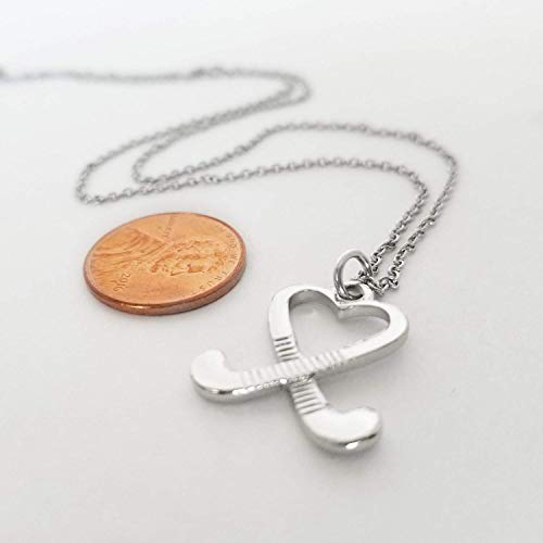 Field Hockey Sticks Charm Necklace Silver Jewelry