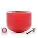 TOPFUND C Note Crystal Singing Bowl Root Chakra Red Color 12 inch O-ring and Rubber Mallet Included