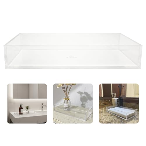 Bandeja Lavabo Acrílico Para Papel Toalha Banheiro Luxo Cristal 4mm - Organizador de Mesa e Banheiro Premium