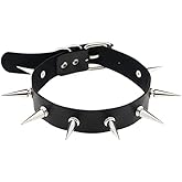 Black Spiked Leather Choker Collar Necklace for Women Gothic Punk PU Chokers Necklaces Halloween Costumes Cosplay Accessories