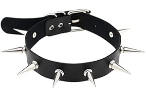 Black Spiked Leather Choker Collar Necklace for Women Gothic Punk PU Chokers Necklaces Halloween Costumes Cosplay Accessories