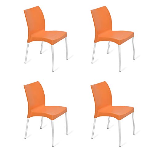 Nilkamal Novella Patio Chair (Orange, Set of 4)