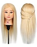 Neverland Beauty 20 Inch 90% Real Human Hair Hairdressing Cosmetology Training Head Blue Eyes Blonde Mannequin Head Hairdresser Training Head w/Clamp For College and Professional Use #613