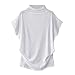 Mlide Womens High Neck Short Sleeve Fashion Blouse Elegant Solid Color Plus Size T-Shirts,White,Mthumb 1
