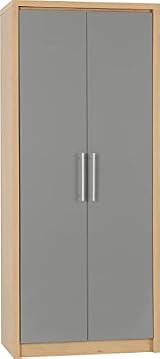 Seconique Seville Bedroom Set Grey Gloss Light Oak Wardrobe Furniture view 2