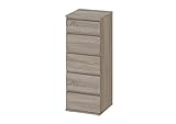 Tvilum Connect 5 Drawer Narrow Chest in Truffle