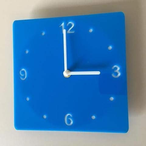 Shatterproof Square Wall Clock - Bright Blue