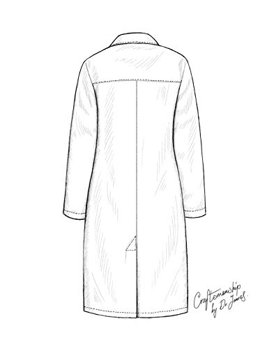 Dr. James Women's Lab Coat, Classic Fit, Multiple Pockets, White, 39 Inch Length US 2