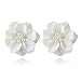 Clearance! Fashion Design Womens White Flower Shaped Ear Studs Earring Lovely Ear Jewellery Hypoallergenic Pearl Earrings (White)