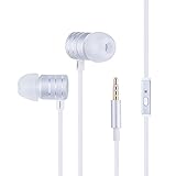 Cablex In-Ear Headphones Noise Isolating Earphones with In-line Mic for iPhone, iPad, iPod, Samsung, Nokia Smartphones, Tablets, MP3/MP4 Players and More (Silver)