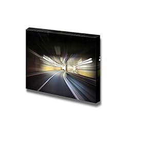 Canvas Prints Wall Art - Driving on The Night Road Speed Concept Motion Blur | Modern Wall Decor/Home Decoration Stretched Gallery Canvas Wrap Giclee Print & Ready to Hang - 12" x 18"