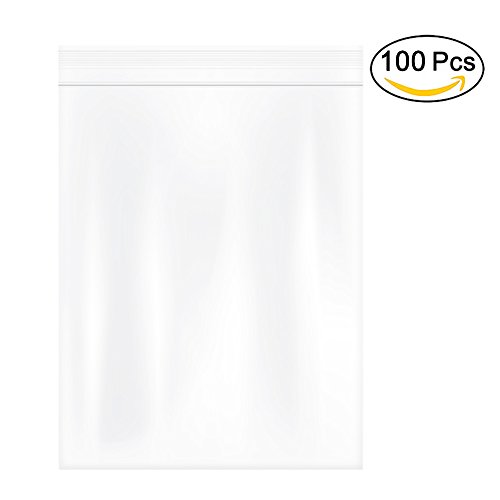 100 Pack 9" x 12" Resealable Poly Ziplock Bags Bulk, Reclosable Plastic Bags for Shipping, 2 Mil