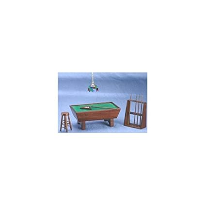 Amazon Com Dollhouse Miniature Mahogany Pool Table Set 24pc