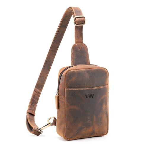 Handmade World Genuine Leather Small Sling Bag 'The Slingy' Crossbody Fanny Chest Bag For Explore Travel Adventure