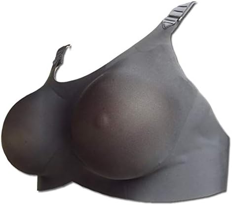 Lonersex Sexy Translucent Through Pocket Bra for Silicone Breast Forms, 2-in-1 Fake Breast Mastectomy Bras Prosthetic Set (Black/Female,C Cup)