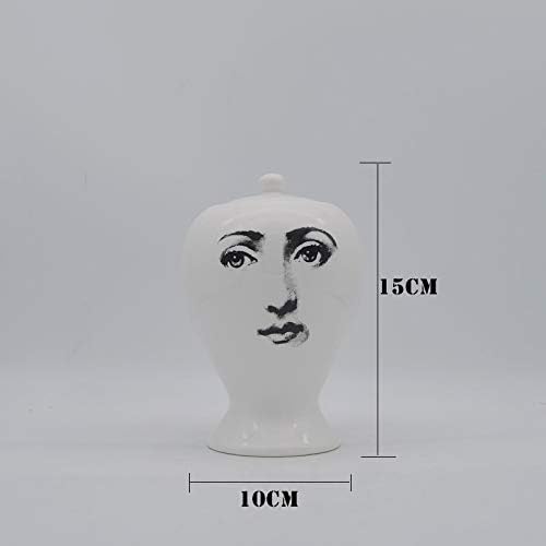 Human Face Storage Jar Ceramic Abstract Art Candy Storage Pot with Lid Home Decorative Bottle Kitchen Tea Canisters Dispenser (little C)