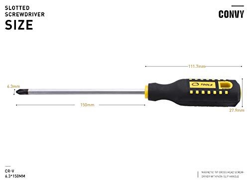 Convy GJ-0127 Phillips Screwdriver Magnetic Tip Cross Head Screwdriver with Non-Slip Rubber Handle