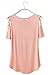 Women's Casual Summer Short Sleeve Loose Strappy Cold Shoulder Tops Basic T Shirts Blouses Blush X-Large