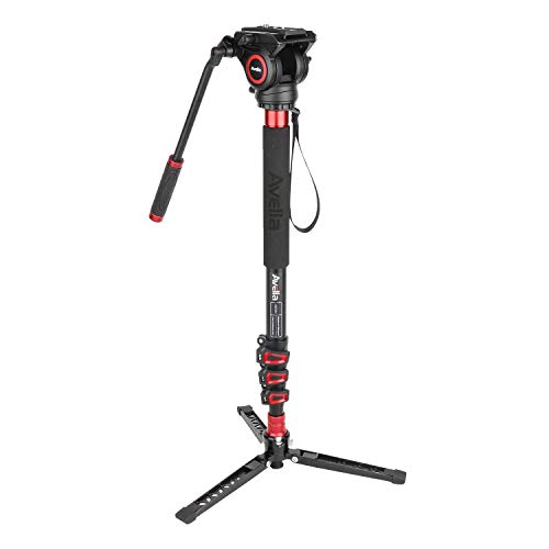 Avella AD324 Aluminum Video Monopod Kit, with Fluid Head and Removable feet, 71 Inch Max Load 13.2 LB for DSLR and Video Cameras