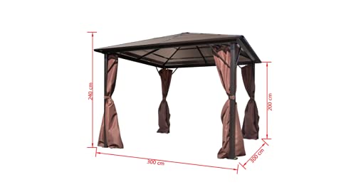 Pavillon mit Vorhängen Braun Gartenbauten Pavillons und Partyzelte stabil Aluminium 300 x 300 cm – Bild 3