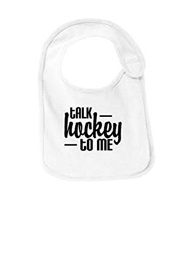 Talk Hockey To Me Funny Infant Jersey Bib White One Size