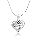 CHUVORA 925 Sterling Silver Mom and Child Heart Mother's Day Pendant Necklace, 18 inches
