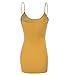 Emmalise Women's Basic Casual Long Camisole Cami Top Regular and Plus Sizes, Mustard, Large