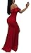 Women Formal Ruffle Off The Shoulder Bodycon Side Split Mermaid Evening Party Dress
