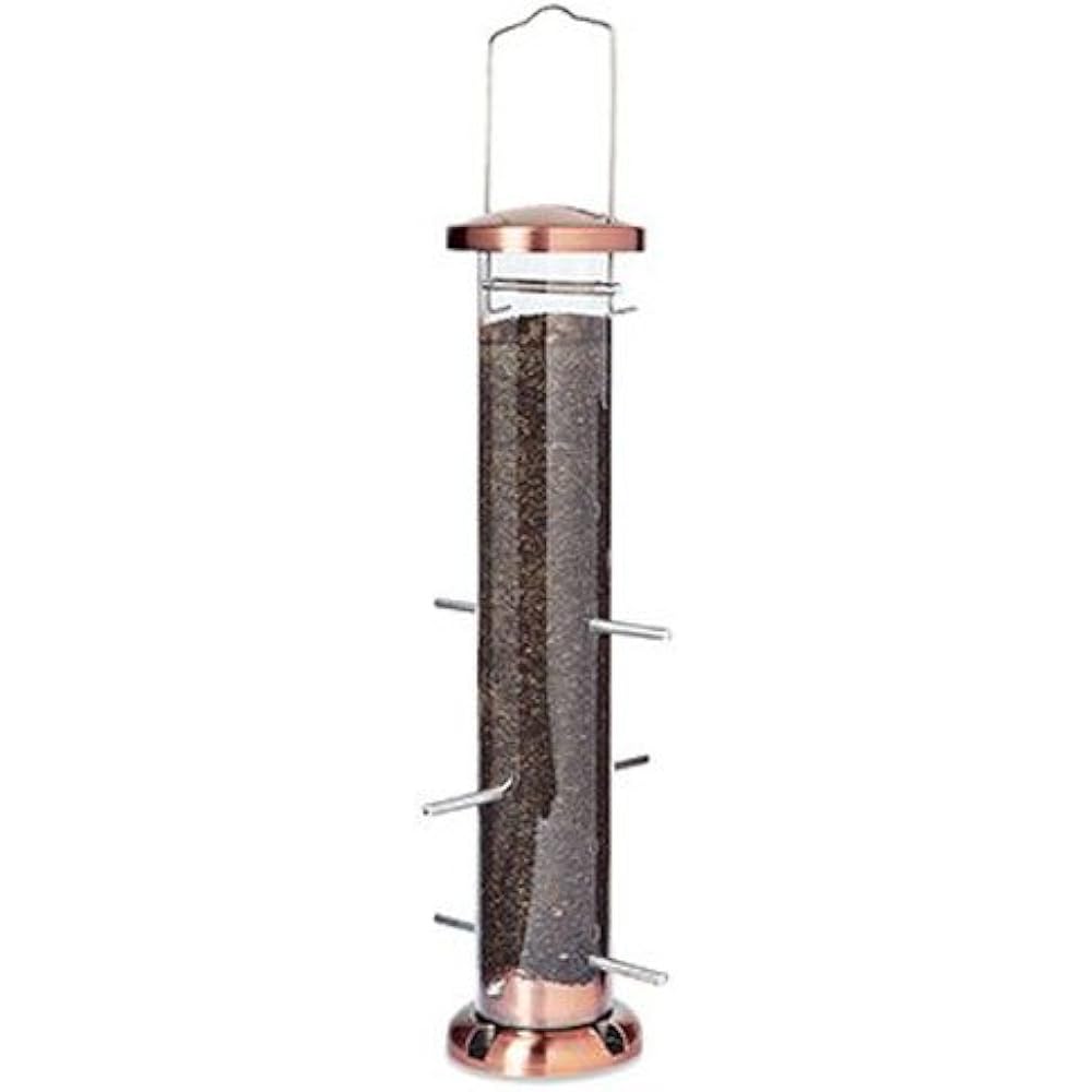 NATUBE5 Audubon 4 Port Thistle Seed Tube Feeder, Brushed Copper Pet