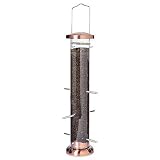 Woodlink NATUBE5 Audubon 4 Port Thistle Seed Tube Feeder, Brushed Copper
