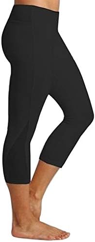 Sonnena Gym Leggings Womens Yoga Pants 3/4 Length Running Leggings Pockets Capri Pants High Waist Workout Cropped Trousers