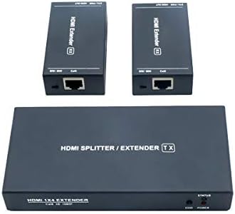 AAO 2 Port HDMI Extender Splitter 1x2 Over Cat5e/Cat6/Cat7 Cable Up to 164 Feet (50 meters) Support Full HD 1080P 3D POC with Loop Out(Local Output) Option