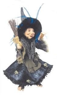 Witches of Pendle - Rosemary Kitchen Witch Hanging or Sitting (Blue) 35cm