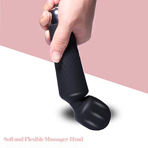 JTTVO Personal Wand Massager for Women - Premium with 8 Speeds 20 Patterns - Cordless Powerful Quiet and Handheld - USB Rechargeable Vibrating Massager for Back and Neck Relief - Black