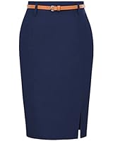 Kate Kasin Women's Stretchy Business Pencil Skirt for Office Wear Size S Navy Blue