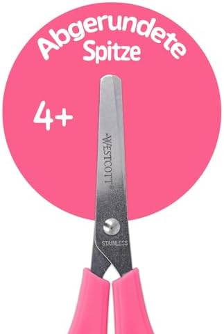 Kinderschere 30 Stück in Displaybox | Schere mit integrierter 5 cm Skala | Bastelschere 13 cm (5") ideal für Kinderhände | Sicherheit durch abgerundete Spitze | E-2150S