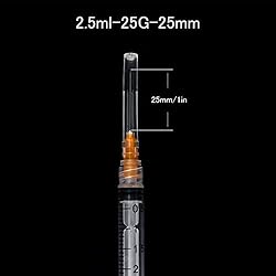 2.5ml Syringes with 25Ga 1 Inch Needle Suitable for