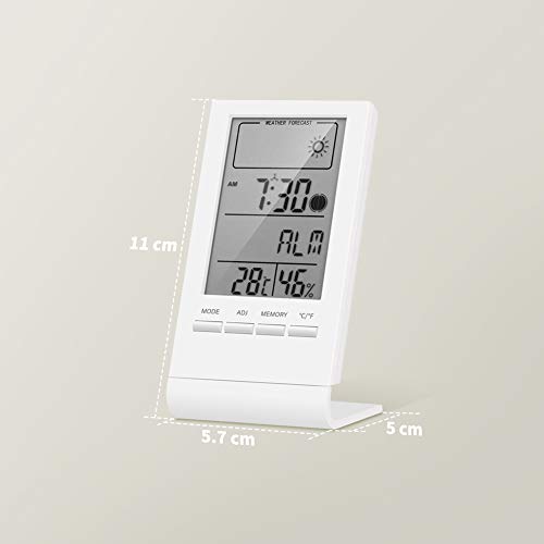 ELEHOT Indoor Digital Room Thermometer Hygrometer Accurate Temperature Gauge Humidity Monitor with Alarm Clock Calendar LCD Display for Home Office Use - Thumbnail 7