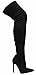 LL Gisele-7 Thigh High Stretchy Suede Material Pointy Toe Stiletto Heel Boots Black