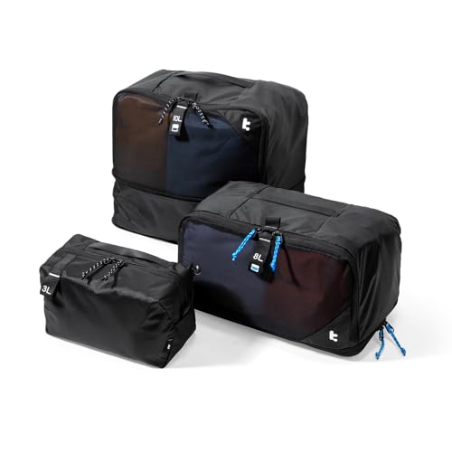 tomtoc 3 Set Packing Cubes for Travel Essentials, Odor-Resistant Compression Expandable Packing Cubes, Lightweight Travel Bag Pouch, Luggage Organizers Accessories for Backpack & Suitcase