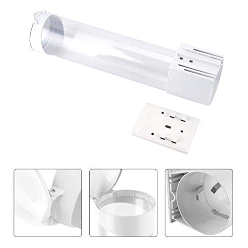 Samhe Cup Dispenser Large Pull Type,Paste or Screw Plate Mountable,Fits 7oz to 12oz Cone or Flat Bottom Cup,17"Tube,Mounting Water Dispenser Cooler or Wall,Attractive at Home Office (Large,White)