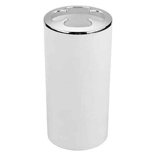 Zuvo 6 Pcs Plastic Bathroom Accessory Set Luxury Bath Accessories Bath Set Lotion Bottles, Toothbrush Holder, Tooth Mug, Soap Dish, Toilet Brush, Trash Can, Rubbish Bin (White 2)