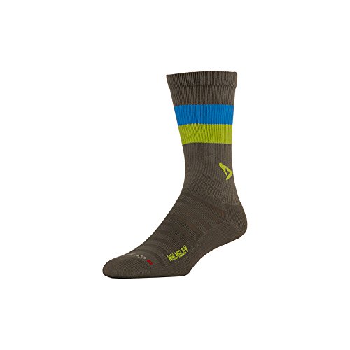 Drymax Hyper Thin Running Crew Walmsley Socks - Gray/Green/Blue Stripe DR1260