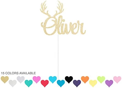 Custom Antlers Name Cake Topper | Woodland Birthday Baby Shower | any color glitter