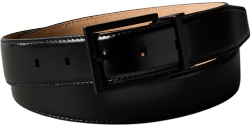 Calvin Klein Ceinture Homme Square Buckle Smooth 3,2 cm Boucle Carrée, Noir (Black/Matte Black), 100 cm