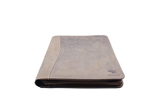 Premium Genuine Leather RFID Blocking Business Portfolio/Professional Organizer with Zipper Black by Lowenherz (14.25 x 10.75 x 1.15, Brown Crazy Horse)