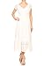 Anna-Kaci Renaissance Peasant Maiden Boho Inspired Cap Sleeve Lace Trim Maxi Dress, Cream, Large