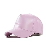 Yanzi6 Men Women Plain Color Pu Synthetic Leather Adjustable Snapback Cap