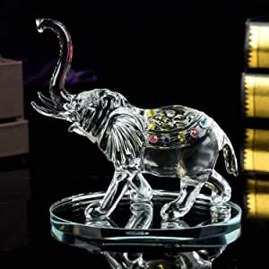 Amazing Gift Clear Crystal Elephant Ornament Statue Cut Glass African New LOVELY DISPLAY STATUE DECOR HANDICRAFT ORNAMENT WEDDING ANNIVERSARY FOR PRESENT